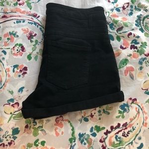 Black high rise jean shorts